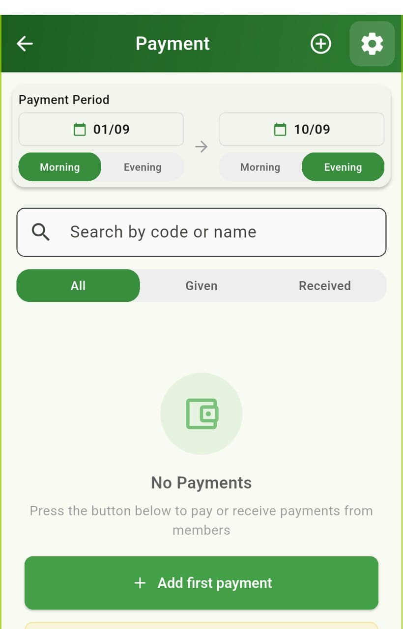 Recording a payment to a member